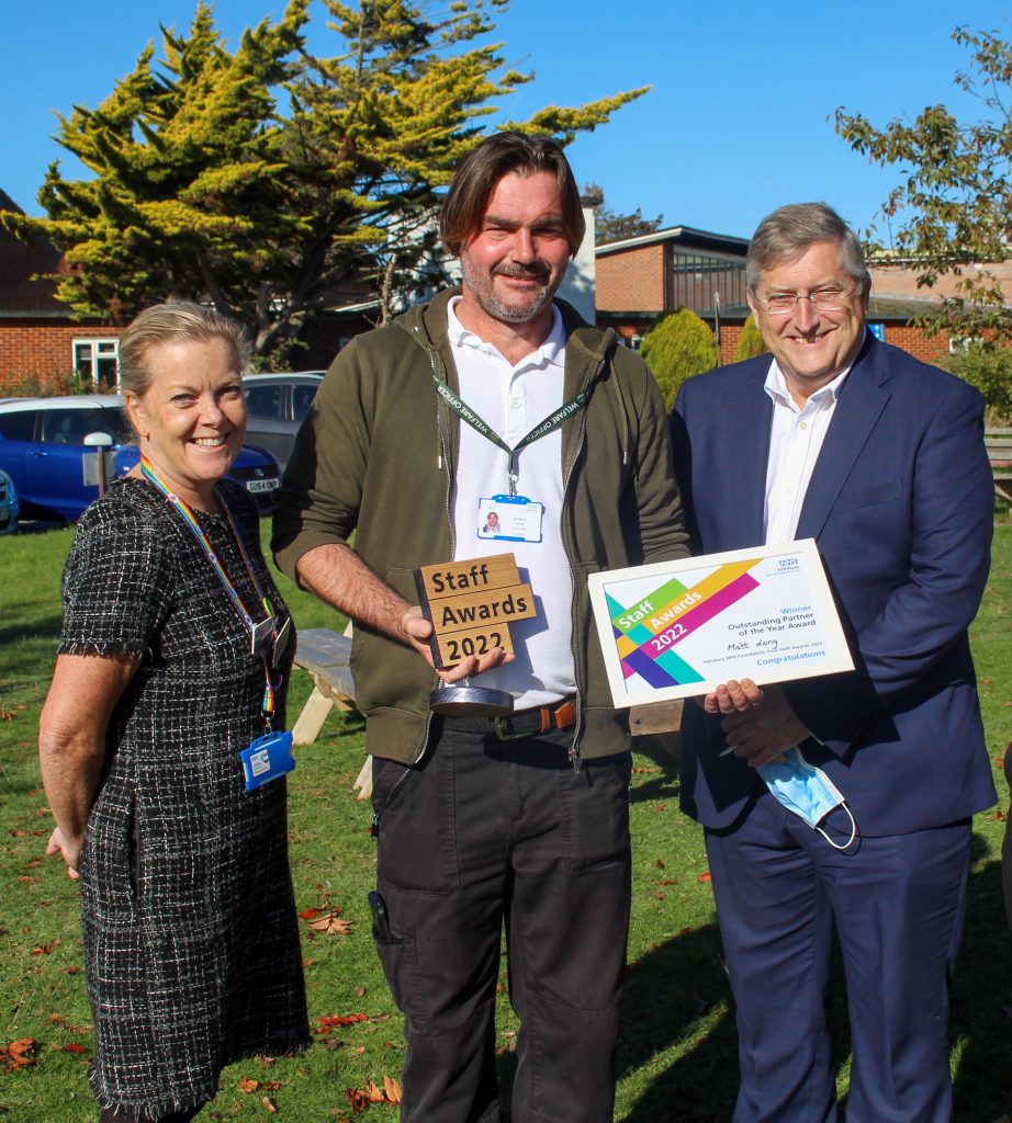 (Left) Jane Dickinson Deputy Chief Operating Officer for Salisbury NHS Foundation Trust, (Centre) Matt Long Welfare Officer for DMWS, (Right) Paul Gaffney, Chief Executive DMWS.